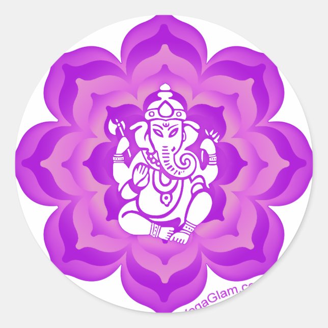 Pegatina Redonda Diseño púrpura de Ganesh (Anverso)