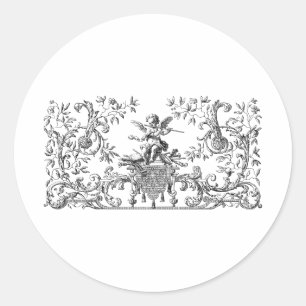 Pegatina Redonda diseño querubín ángel