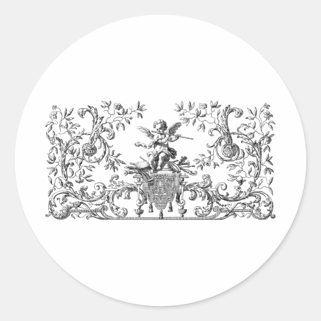 Pegatina Redonda diseño querubín ángel (Anverso)