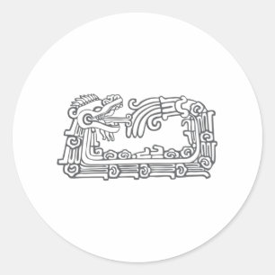 Pegatina Redonda Diseño Quetzalcoatl