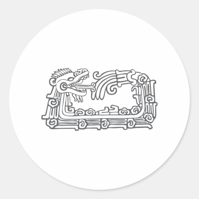 Pegatina Redonda Diseño Quetzalcoatl (Anverso)