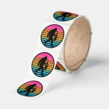 Diseño Retro Atardecer Saxofón Jazz Bigfoot