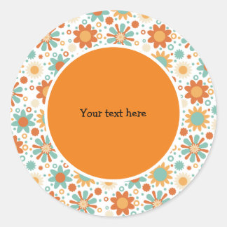 Pegatina Redonda Diseño retro con flores