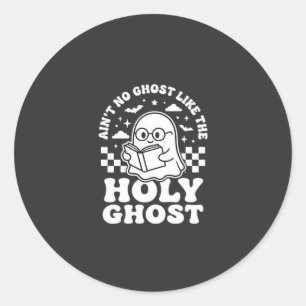 Pegatina Redonda Diseño Retro de Fantasma de Halloween Espíritu San