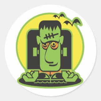 Pegatina Redonda diseño retro de frankenstein