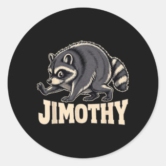 Pegatina Redonda Diseño Retro de Mapache Jimothy de los 80