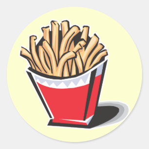 Pegatina Redonda diseño retro de papas fritas francesas