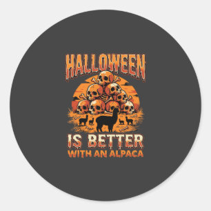 Pegatina Redonda Diseño Retro de Terror de Pila de Cráneos de Alpac