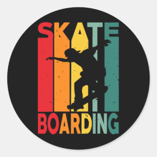 Pegatina Redonda Diseño Retro Vintage Para Skateboarder Patineta