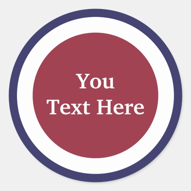 Pegatina Redonda diseño rojo, blanco y azul personalizar (Anverso)