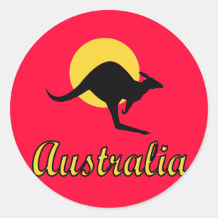 Pegatina Redonda Diseño rojo de la tierra de Australia