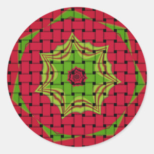 Pegatina Redonda Diseño rojo trenzado con encanto africano
