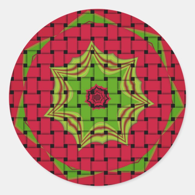 Pegatina Redonda Diseño rojo trenzado con encanto africano (Anverso)