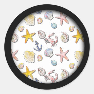 Pegatina Redonda Diseño sencillo de playa