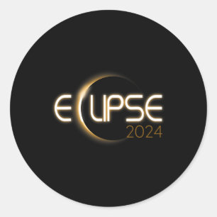 Pegatina Redonda Diseño solar del eclipse solar de 2024
