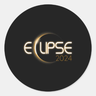 Pegatina Redonda Diseño solar del eclipse solar de 2024