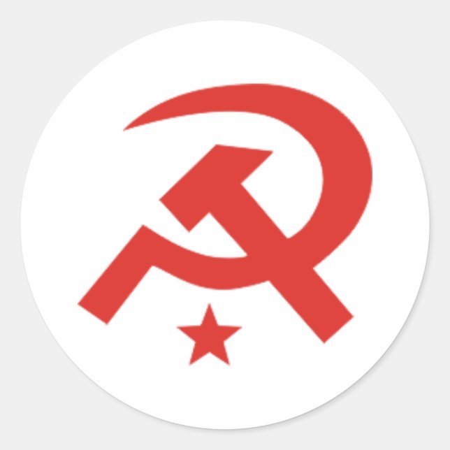 Pegatina Redonda Diseño soviético de martillo y hoz (Anverso)