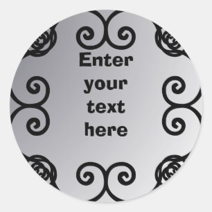 Pegatina Redonda Diseño Swirl Silver Personalizado