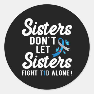Pegatina Redonda Diseño T1d Para Apoyar A Hermanas Tipo 1 Diabetes 