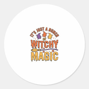 Pegatina Redonda Diseño tipográfico de Halloween de magia brujeril_