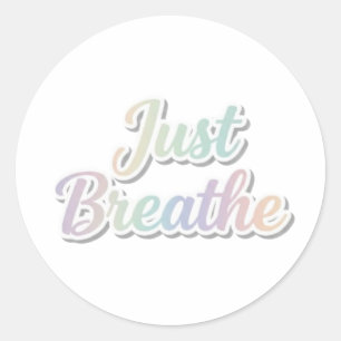 Pegatina Redonda Diseño tipográfico motivacional pastel Respira