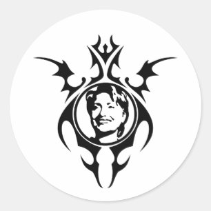 Pegatina Redonda Diseño tribal de Hillary Clinton