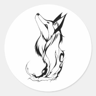 Pegatina Redonda Diseño tribal de tatuajes de Fox
