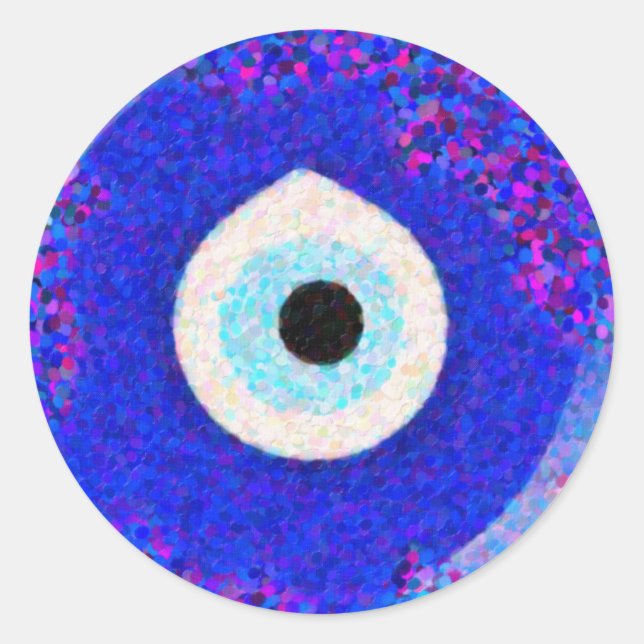 Pegatina Redonda Diseño turco del mal de ojo de Nazar (Anverso)