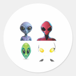 Pegatina Redonda Diseño único de cara para extranjeros en 3D