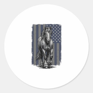 Pegatina Redonda diseño vectorial de bandera de caballo de tiro pat
