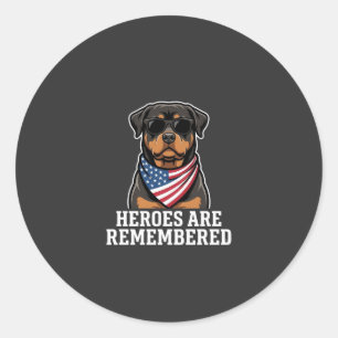 Pegatina Redonda Diseño vectorial de perro héroe Rottweiler patriót