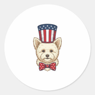 Pegatina Redonda Diseño vectorial vintage de perro patriótico con s