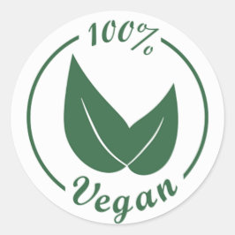 Pegatina Redonda Diseño vegano 4 - Verde sobre fondo blanco