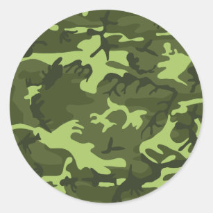 Pegatina Redonda Diseño verde del camuflaje del ejército