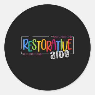 Pegatina Redonda Diseños de Ayudante Restaurativo Negro Unisex-Adul
