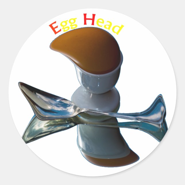 Pegatina Redonda Diseños de cabeza de huevo (Anverso)