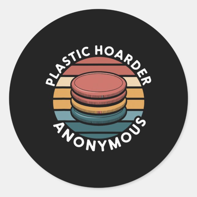 Pegatina Redonda Diseños de Disc Golf de Plastic Hoarder Anonymous  (Anverso)