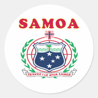 Pegatina Redonda Diseños De Escudo De Armas De Samoa