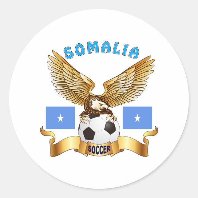 Pegatina Redonda Diseños de fútbol de Somalia (Anverso)