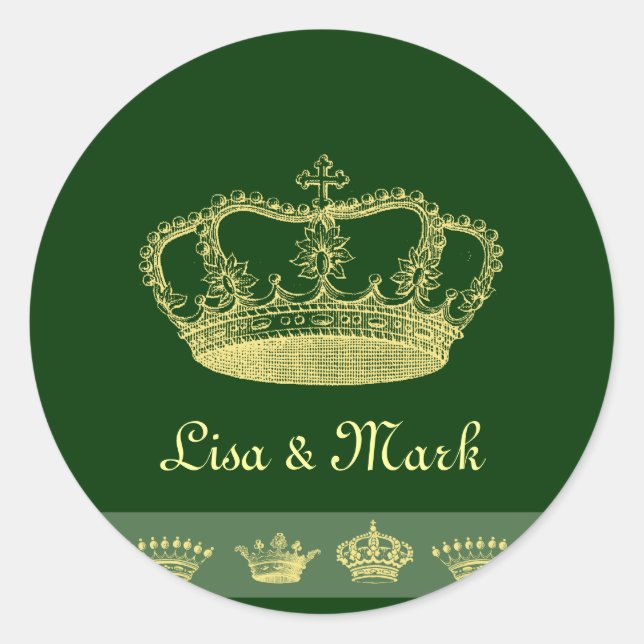 Pegatina Redonda Diseños de la Corona - Verde (Anverso)
