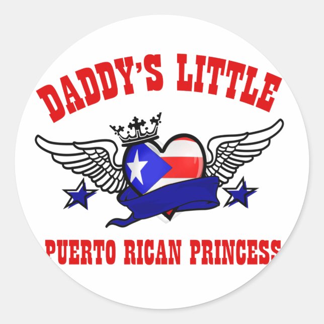 Pegatina Redonda diseños de princesas puertorriqueñas (Anverso)