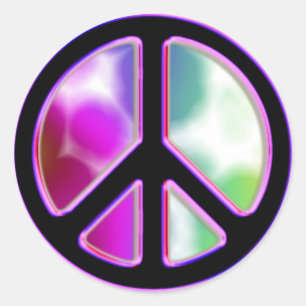 Pegatina Redonda Diseños de signos de paz de tinte