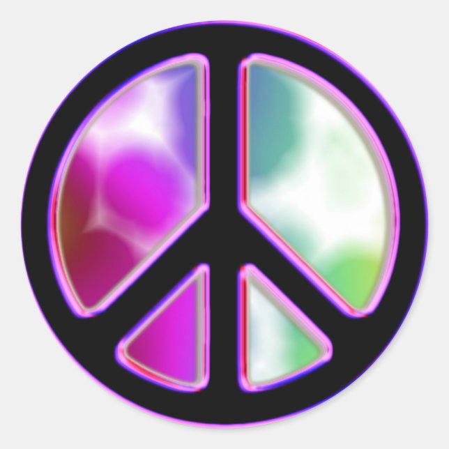 Pegatina Redonda Diseños de signos de paz de tinte (Anverso)