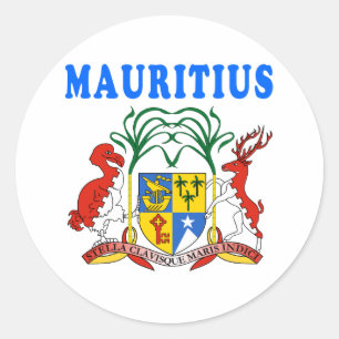 Pegatina Redonda Diseños del escudo de armas de Mauricio