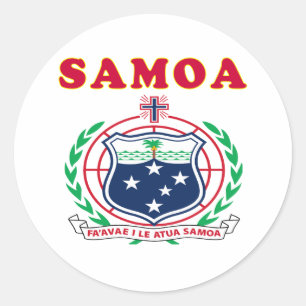 Pegatina Redonda Diseños del escudo de armas de Samoa