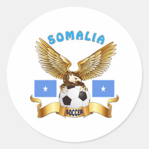 Pegatina Redonda Diseños del fútbol de Somalia