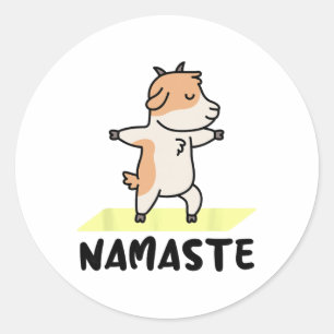 Pegatina Redonda Diseños Divertidos de Animales de Yoga - Namaste -