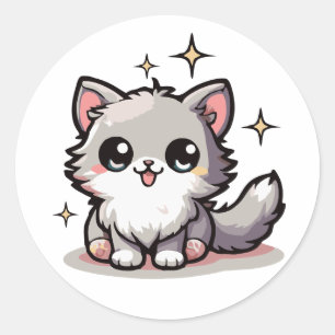 Pegatina Redonda Diseños gatos-tasticos puramente adorables