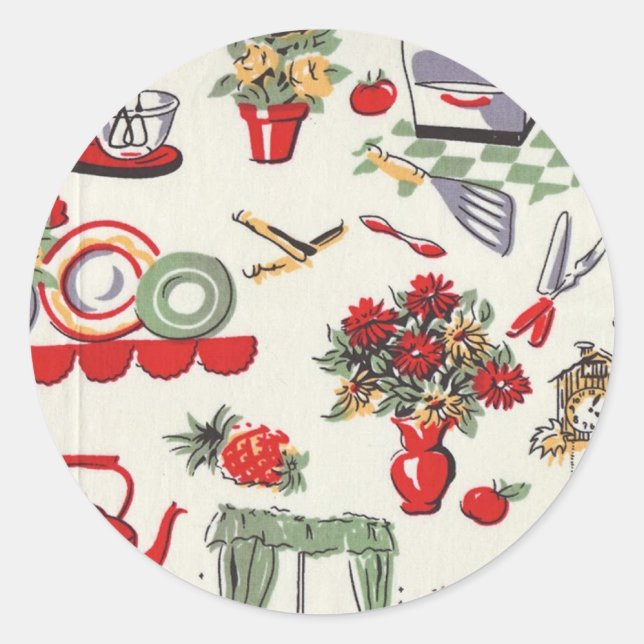 Pegatina Redonda Diseños retro de los años 50 (Anverso)