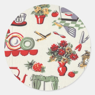 Pegatina Redonda diseños retros de los años 50